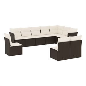 Afuera Living Contemporary 10 Piece Steel Sofa Set in Black/Cream
