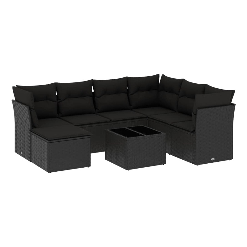 Afuera Living 8 Piece Poly Rattan Large Patio Sofa Set in Black