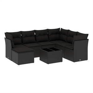 Afuera Living 8 Piece Poly Rattan Large Patio Sofa Set in Black