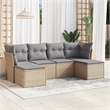 Afuera Living Contemporary Synthetic Poly Rattan 6 Piece Sofa Set in Gray/Beige
