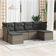 Afuera Living Contemporary 6 Piece Poly Rattan Sofa Set in Gray