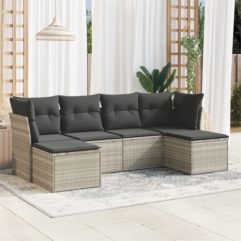 Afuera Living 6 Piece Poly Rattan Patio Sofa Set in Light Gray/Dark Gray