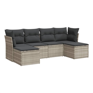 Afuera Living 6 Piece Poly Rattan Patio Sofa Set in Light Gray/Dark Gray