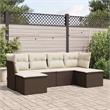 Afuera Living Contemporary 6 Piece Poly Rattan Sofa Set in Brown/Cream