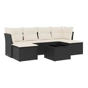 Afuera Living Contemporary Synthetic Poly Rattan 7 Piece  Sofa Set in Black