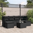 Afuera Living Contemporary 7 Piece Poly Rattan Patio Sofa Set in Black