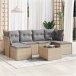 Afuera Living Contemporary 7 Piece Poly Rattan Large Sofa Set in Beige