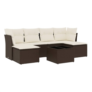 Afuera Living Contemporary 7 Piece Poly Rattan Sofa Set in Brown