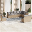 Afuera Living Contemporary 10 Piece Poly Rattan Sofa Set in Gray/Beige