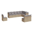 Afuera Living Contemporary 10 Piece Poly Rattan Sofa Set in Gray/Beige