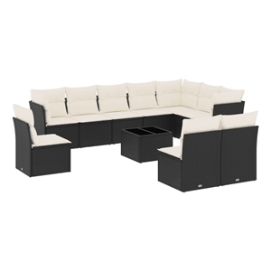 Afuera Living Contemporary 11 Piece Steel Sofa Set in Black/Cream