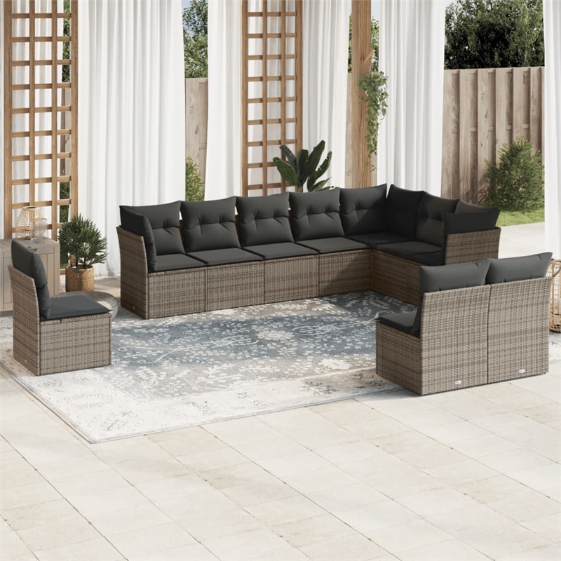 Afuera Living Contemporary Synthetic Poly Rattan Garden Sofa Set in Gray
