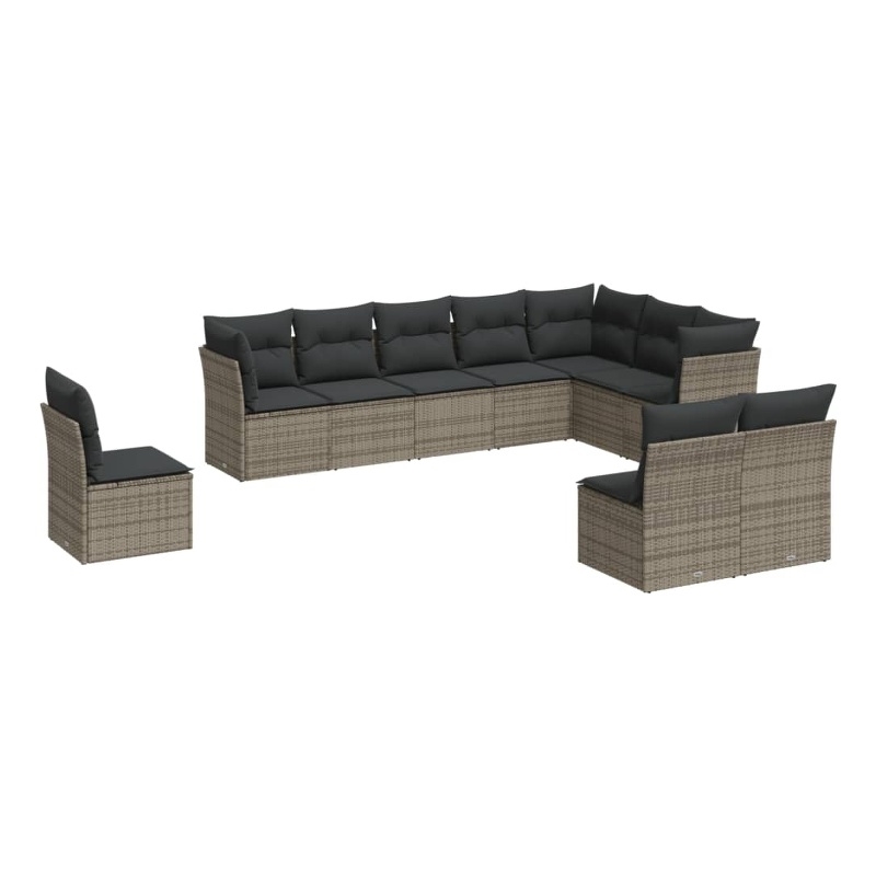 Afuera Living Contemporary Synthetic Poly Rattan Garden Sofa Set in Gray