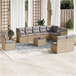 Afuera Living Contemporary 11 Piece Poly Rattan Sofa Set in Beige