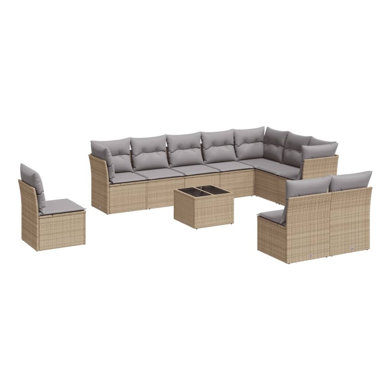 Afuera Living Contemporary 11 Piece Poly Rattan Sofa Set in Beige