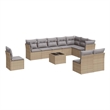 Afuera Living Contemporary 11 Piece Poly Rattan Sofa Set in Beige