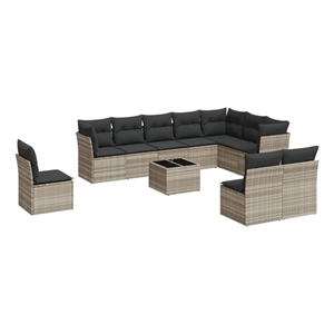 Afuera Living Contemporary 11 Piece Poly Rattan Sofa Set in Gray
