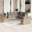 Afuera Living Contemporary 11 Piece Poly Rattan Sofa Set in Beige