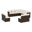 Afuera Living Contemporary 11 Piece Poly Rattan Sofa Set in Brown/Cream