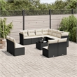 Afuera Living Contemporary 12 Piece Poly Rattan Large Sofa Set in Black
