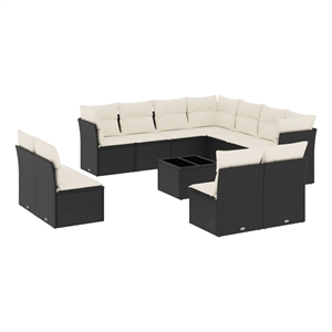 Afuera Living Contemporary 12 Piece Poly Rattan Large Sofa Set in Black