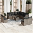 Afuera Living Contemporary 12 Piece Poly Rattan Sofa Set in Gray