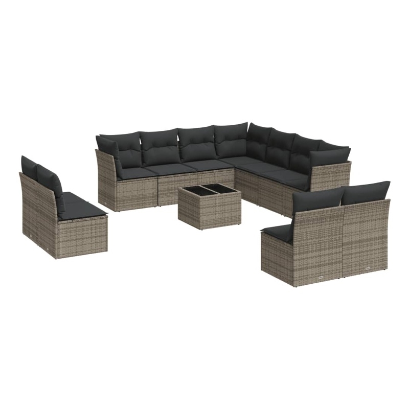 Afuera Living Contemporary 12 Piece Poly Rattan Sofa Set in Gray
