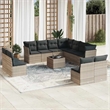 Afuera Living Contemporary Synthetic Poly Rattan 12 Piece Sofa Set in Gray
