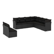 Afuera Living Contemporary Synthetic Poly Rattan 9 Piece Large Sofa Set in Black