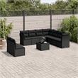 Afuera Living Contemporary 10 Piece Poly Rattan Sofa Set in Black