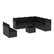 Afuera Living Contemporary 10 Piece Poly Rattan Sofa Set in Black