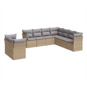 Afuera Living Contemporary 9 Piece Steel Sofa Set in Gray/Beige