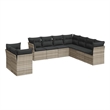 Afuera Living Contemporary Synthetic Poly Rattan 9 Piece Sofa Set in Gray