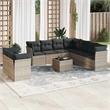 Afuera Living Contemporary 10 Piece Poly Rattan Sofa Set in Gray
