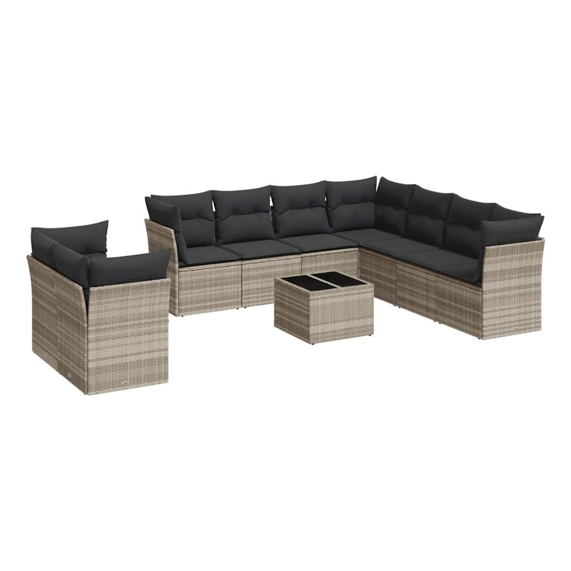 Afuera Living Contemporary 10 Piece Poly Rattan Sofa Set in Gray
