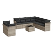 Afuera Living Contemporary 10 Piece Poly Rattan Sofa Set in Gray
