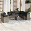 Afuera Living Contemporary Synthetic Poly Rattan 10 Piece Sofa Set in Gray
