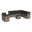 Afuera Living Contemporary Synthetic Poly Rattan 10 Piece Sofa Set in Gray