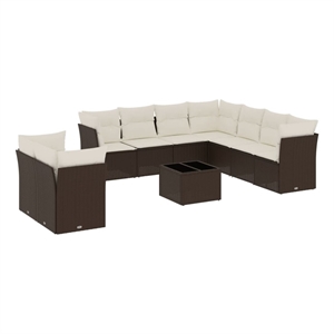 Afuera Living Contemporary Synthetic Poly Rattan  Large Sofa Set in Brown