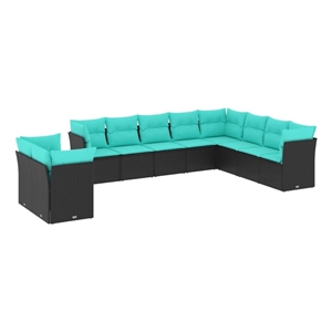 Afuera Living Contemporary 10 Piece Steel Patio Sofa Set in Black/Blue