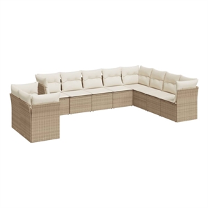 Afuera Living Contemporary 10 Piece Steel Sofa Set in Cream/Beige