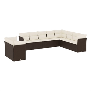 Afuera Living Contemporary 10 Piece Steel Sofa Set in Brown/Cream