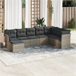Afuera Living Contemporary 8 Piece Poly Rattan Large Sofa Set in Gray