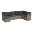 Afuera Living Contemporary 8 Piece Poly Rattan Large Sofa Set in Gray