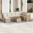 Afuera Living Contemporary 9 Piece Poly Rattan Sofa Set in Cream/Beige