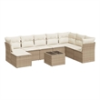 Afuera Living Contemporary 9 Piece Poly Rattan Sofa Set in Cream/Beige