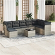 Afuera Living Contemporary 9 Piece Poly Rattan Sofa Set in Gray