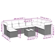 Afuera Living Contemporary 9 Piece Poly Rattan Sofa Set in Gray