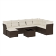 Afuera Living 9 Piece Poly Rattan Small Sofa Set in Brown/Cream