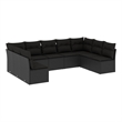 Afuera Living Contemporary 9 Piece Poly Rattan Sofa Set in Black